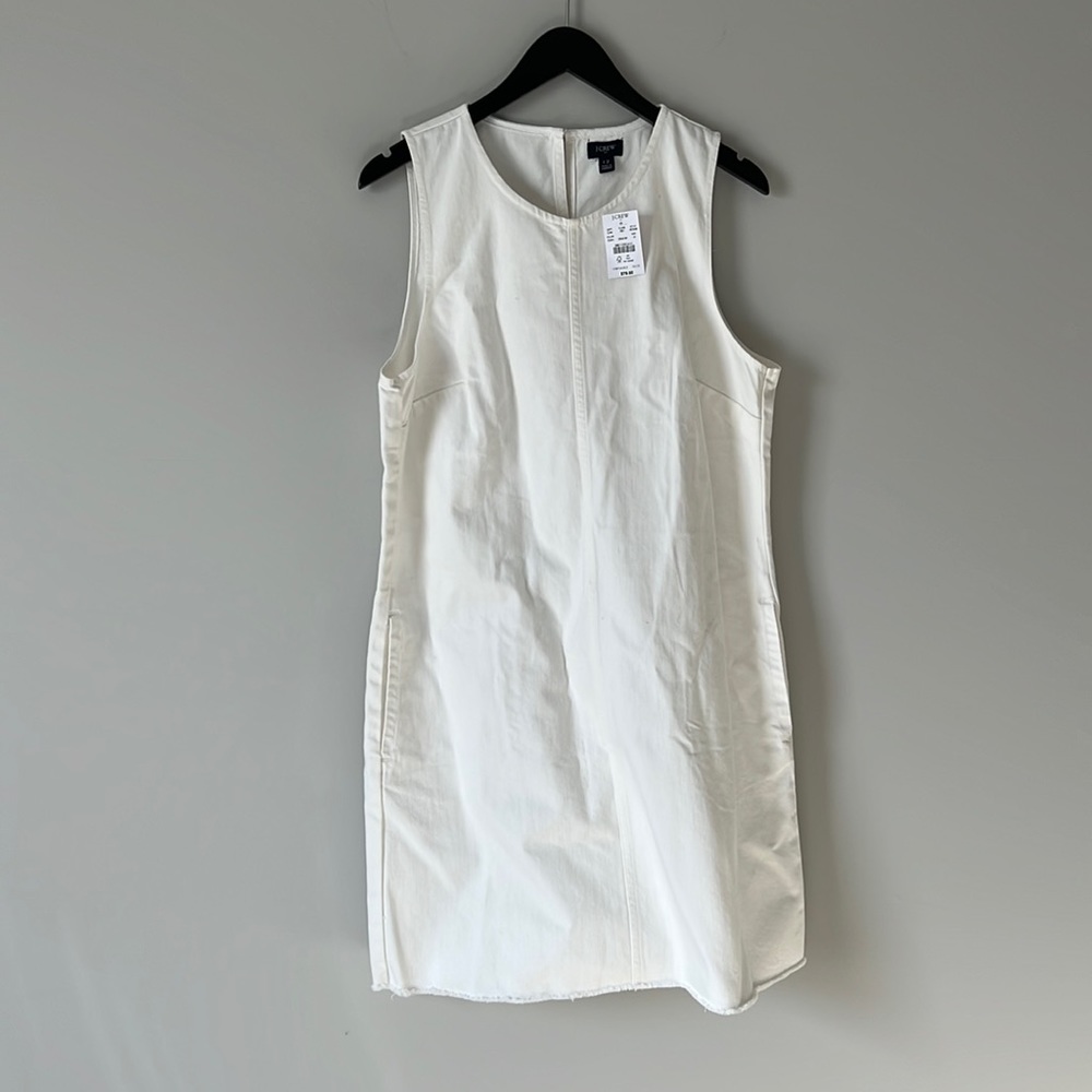 NWT JCREW white Denim shift Dress with Pockets